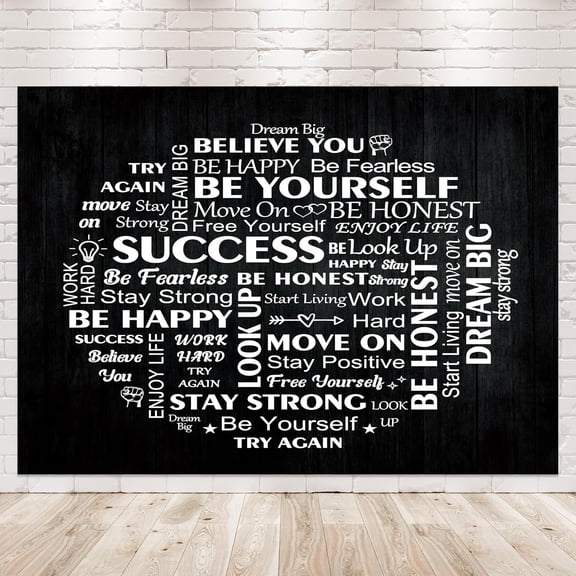 Inspirational Photo Backdrop Positive Black White Motivational Affirmations Quotes Photography Background Boys Men  Party Decorations Banner Photo Booth Props