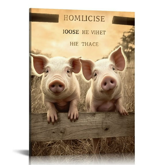 Inspirational Pig Wall Art Pink Pig Picture Wall Decor Rustic Pig Painting Motivational Quotes Canvas I Choose Prints Modern Framed Bedroom Bathroom Office Decor