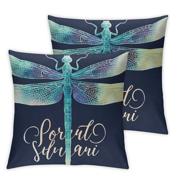 Inspirational Pillow Sham, Calligraphy Words Let Your Spirit Soar and Ornate Dragonfly, Decorative Standard Size Printed Pillowcase Blue Yellow
