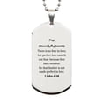 thumbnail image 1 of Inspirational Pop Silver Dog Tag - Engraved with 1 John 4:18 Perfect Love - Confidence Gift for Veterans Day, Christmas, Easter - Pop Niche, 1 of 1