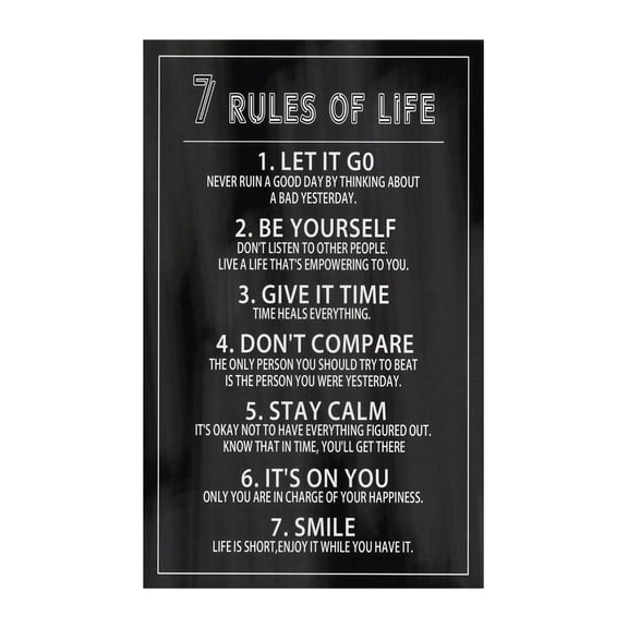 Inspirational Positive Affirmations Metal Wall Art 7 Rules of Life Motivational Uplifting Quotes for Home Office Classroom School Decor 8 X 12 in