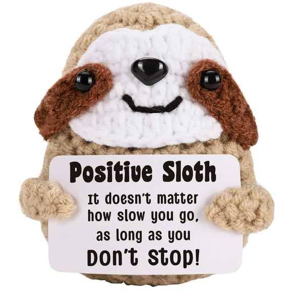 Inspirational Positive Crochet Sloth, Handmade Little Reminders Emotional Uplifting Support Mental Health Knitted Sloth for Women College Student Birthday Grad
