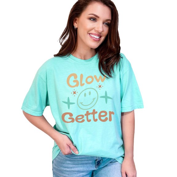 Inspirational Positive Message Glow Getter, Chalky Mint Comfort Colors T-Shirt, XL