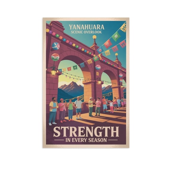 Inspirational Poster Yanahuara Scenic Overlook Motivational Travel Artwork Wall Decor for Family Room Office Community Space Canvas Poster