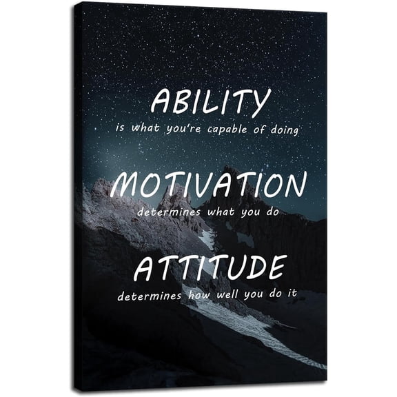 Inspirational Posters Motivational Quotes Canvas Wall Art Inspirational Ability Motivation Attitude Saying Words Picture Prints Quote Home Office Wall Decor Framed Ready to Hang[12''''W X 18''''H]