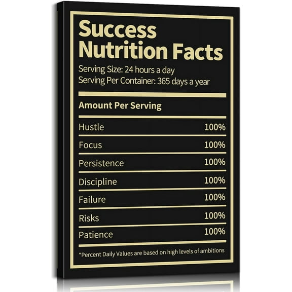 Inspirational Posters Success Nutrition Facts Poster Inspirational Quotes Wall Art Motivational Wall Decor Success Wall Art Office Wall Art Motivational Posters for Office Decor (12''''Wx18''''H)