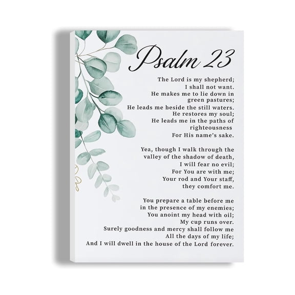 Inspirational Prayer Room Decor, Psalm 23 Wall Art with Bible Verse, Positive Scripture Painting for Church and Meditation Space