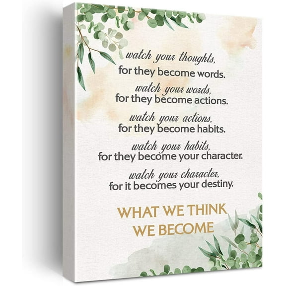 Inspirational Print Positive Watch Your Thoughts Quotes Paintings Canvas Wall Art Poster Artwork Ready to Hang Modern Home Office Classroom Decor