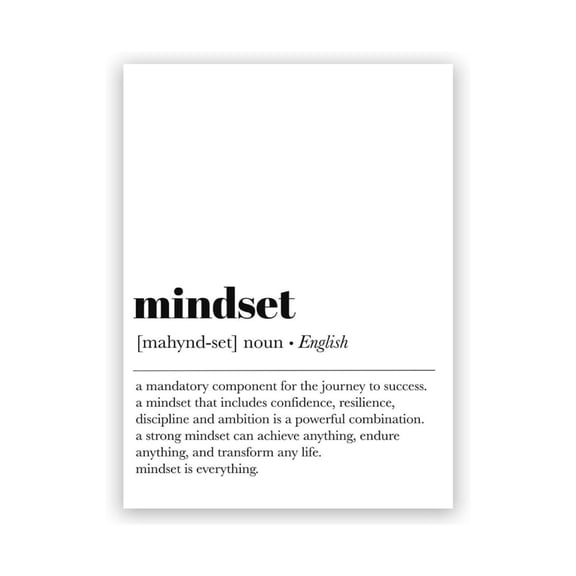 Inspirational Progress Quote Wall Art - Growth Mindset Definition Posters for Adults, Motivational Home Office Decor with Uplifting Messages
