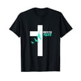 thumbnail image 1 of Inspirational Protected Psalm 91 Christian T-Shirt with Cross and Turquoise Birds Design, 1 of 5
