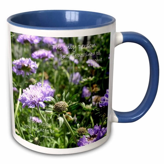 3drose, Inspirational Purple Flowers, 11oz Two-tone Blue Mug