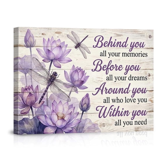 Inspirational Purple Lotus Flower Art Wall Art Dragonfly Motivational Quote Print Zen Home Decor Positive Mindset Spiritual Gift, Unframed Paper Print