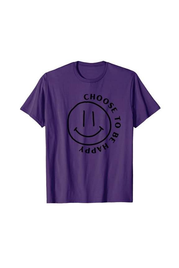 Inspirational Purple Smiley Face T-Shirt - Choose to Be Happy Graphic Design