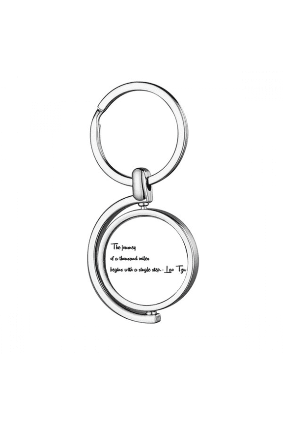 Inspirational Quote About Journey By Lao Tzu Rotating Keychain Metal Keyring Holder