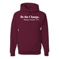 thumbnail image 1 of Inspirational Quote Be the Change by Mahatma Gandhi 1913 Unisex Graphic Hoodie Sweatshirt, Maroon, Large, 1 of 3