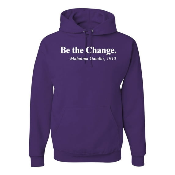 Inspirational Quote Be the Change by Mahatma Gandhi 1913 Unisex Graphic Hoodie Sweatshirt, Purple, 2XL