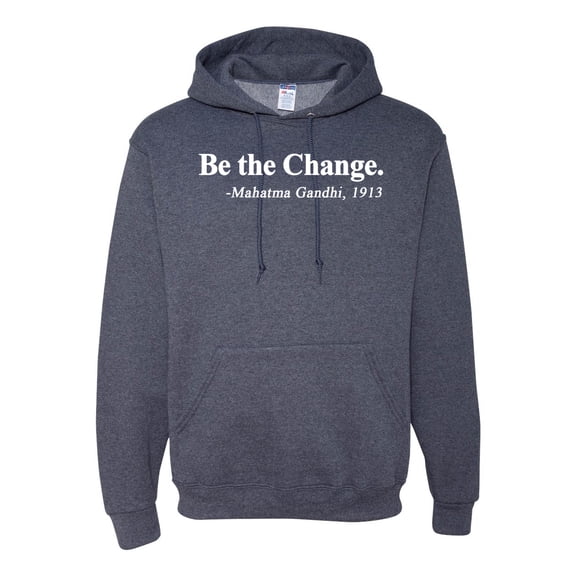 Inspirational Quote Be the Change by Mahatma Gandhi 1913 Unisex Graphic Hoodie Sweatshirt, Vintage Heather Navy, 3XL