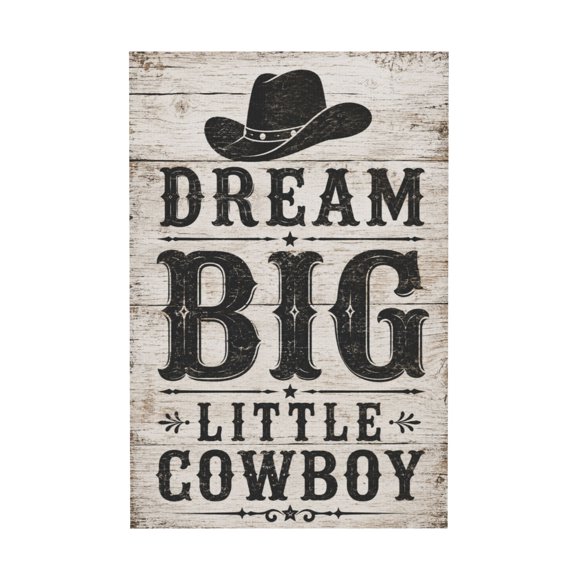 Inspirational Quote Dream Big Retro Western Hat Farmhouse Rustic Canvas Wall Art For Home Wall Decoration 12*18in