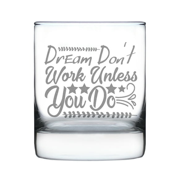 Inspirational Quote Etched Rocks Glass, Hand Engraved 10oz Motivational , Unique Home Bar Decor, Custom Glass
