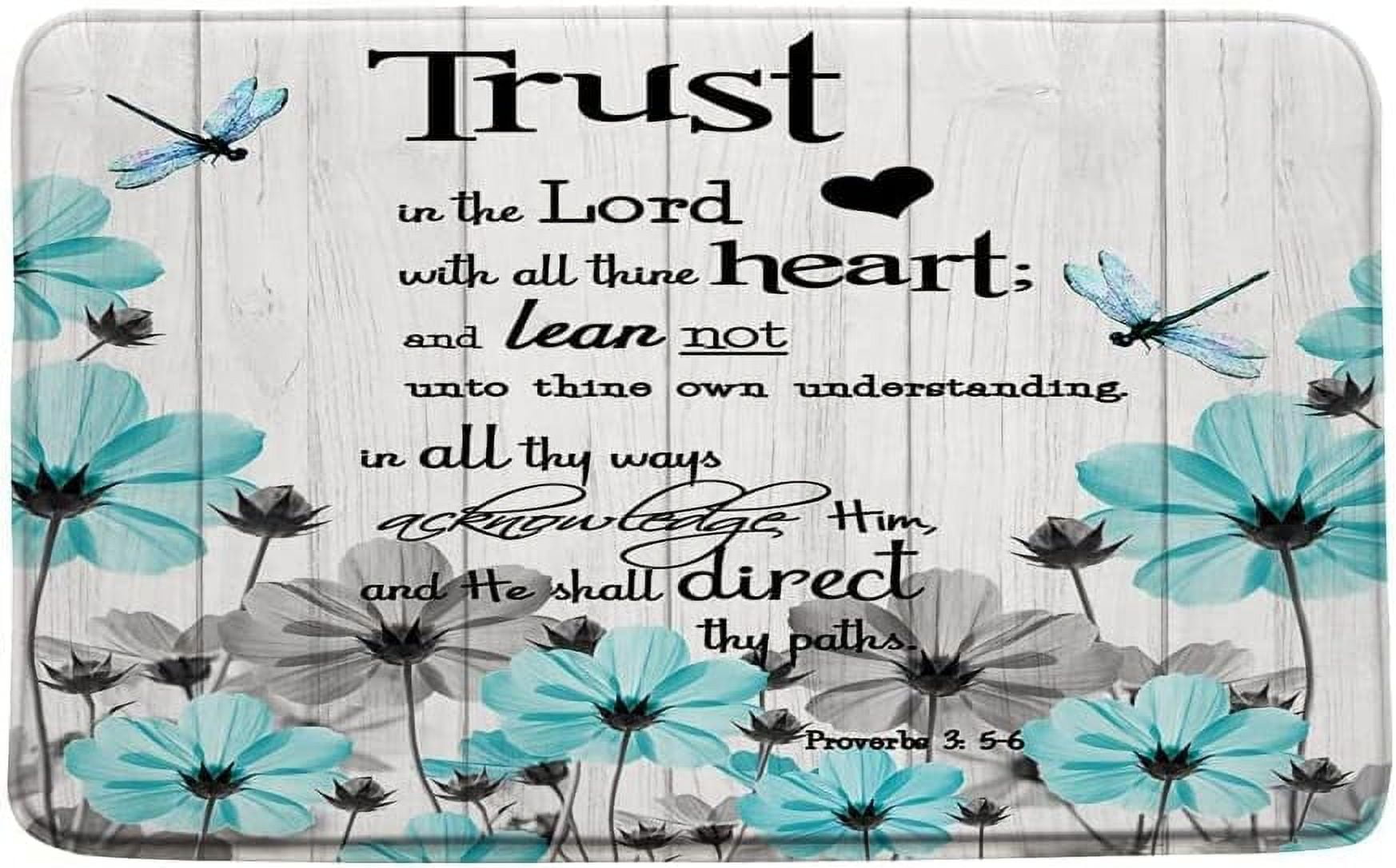 Inspirational Quote Floral Bath Mat/Rug Motivational Words Daisy Flower