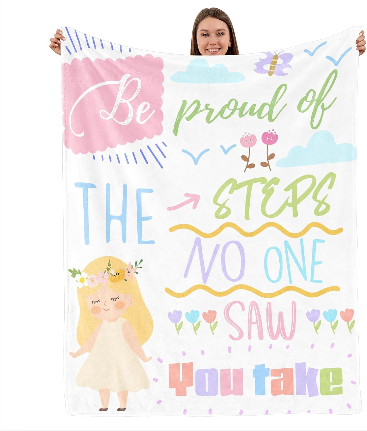 Inspirational Quote Floral Girl Blanket for Kids and Teens - Walmart.com