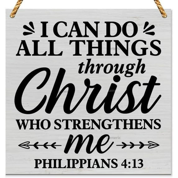 Inspirational Quote I Can Do All Things Through Bible Verse Decorative Wooden Sign Philippians Scripture Wood Plaque Decor Christian Home Office Wall Display Wood Sign Wooden Wall Decor 5 * 5 inch