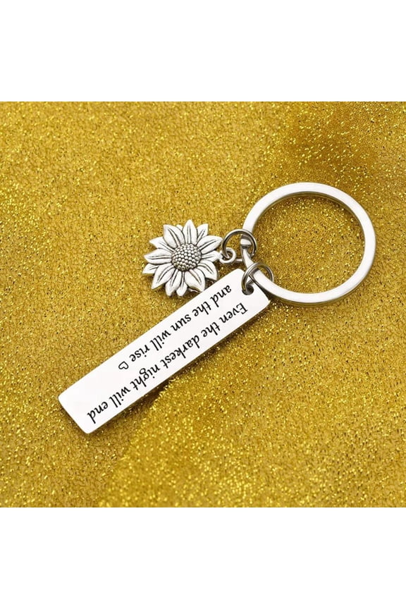 Inspirational Quote Keychain Keyrings with sun flower key Rings for Daughter Sister Teen Girls Boys
