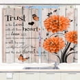 thumbnail image 1 of Inspirational Quote Kitchen Curtains, Farmhouse Flower Floral Bible Verse Scripture Quotes Kitchen Curtains, Rustic Orange Turquoise Dahlia Bedroom Living Room Treatment Set with Hooks, 55X39 Inches, 1 of 2