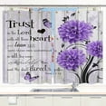 thumbnail image 1 of Farmhouse Bible Verse Curtains Set - Purple Turquoise Dahlia Floral with Inspirational Quotes for Kitchen/Bedroom/Living Room, 55x39 Inch Rustic Window Treatment with Hooks, 1 of 2
