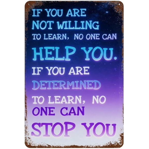 Inspirational Quote Metal Tin Sign, Starry Sky Gradient Wall Decor Plaque, Motivational Message for Home Bedroom Office, 8 x 12 Inch