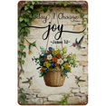 thumbnail image 1 of Inspirational Quote Metal Tin Sign With Hanging Basket Illustration, Garden Wall Decor Plaque, 8 x 12 Inch, 1 of 6