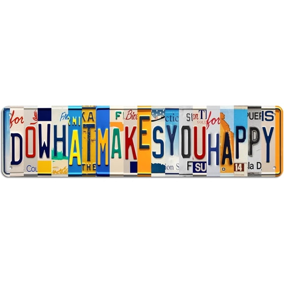 Inspirational Quote Metal Wall Decor Sign Do What Makes You Happy 4 x 16 Inches for Home Bar Garage or Man Cave