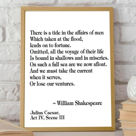 Inspirational Quote Motivational Quote Inspirational Print Inspiring Art Motivating Wall Art Typography Print There Is A Tide Shakespeare Wall Art, Modern Wall Decor, 8x12 UNFRAMED