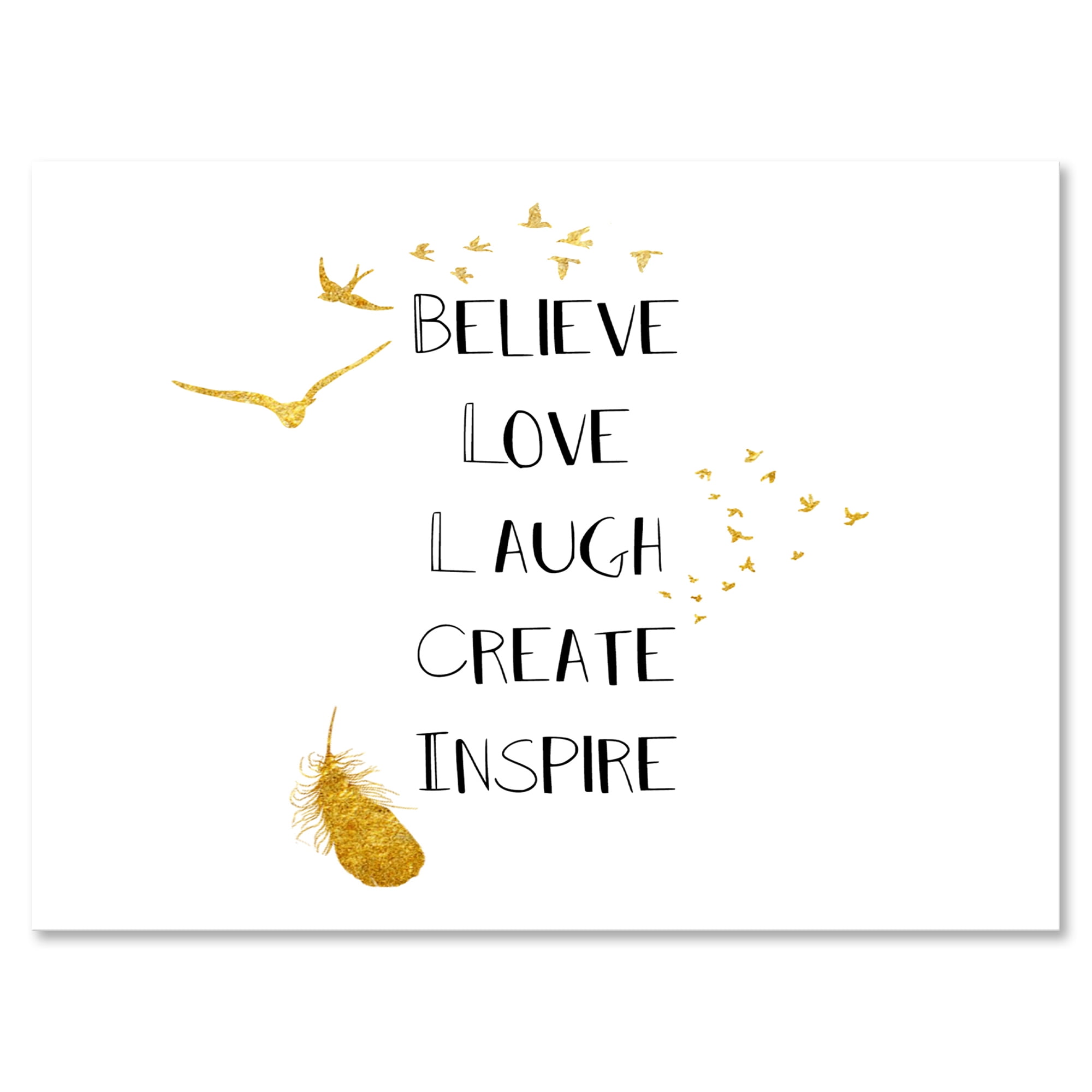Inspirational Quote On Gold and White 12 in x 8 in Painting Canvas Art Print, by Designart