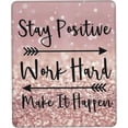 thumbnail image 1 of Inspirational Quote Pink Mouse Pad with Stitched Edge, Stay Positive Work Hard and Make It Happen Motivational MousePads, Square Waterproof Non-Slip Rubber Base Small Cute Mouse Pad for Office Laptop, 1 of 6