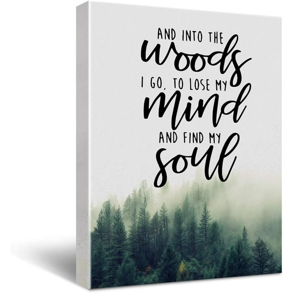 Inspirational Quote Poster Canvas Wall Art Home Decor - Mountain Forest Canvas Print Wall Art Painting Ready to Hang Hiking Camping- Easel & Hanging Hook