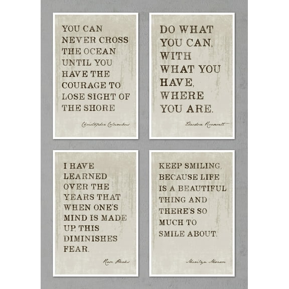 Inspirational Quote Posters - Set of Four 12x18 Prints - Great Gift for Home or Office Decor