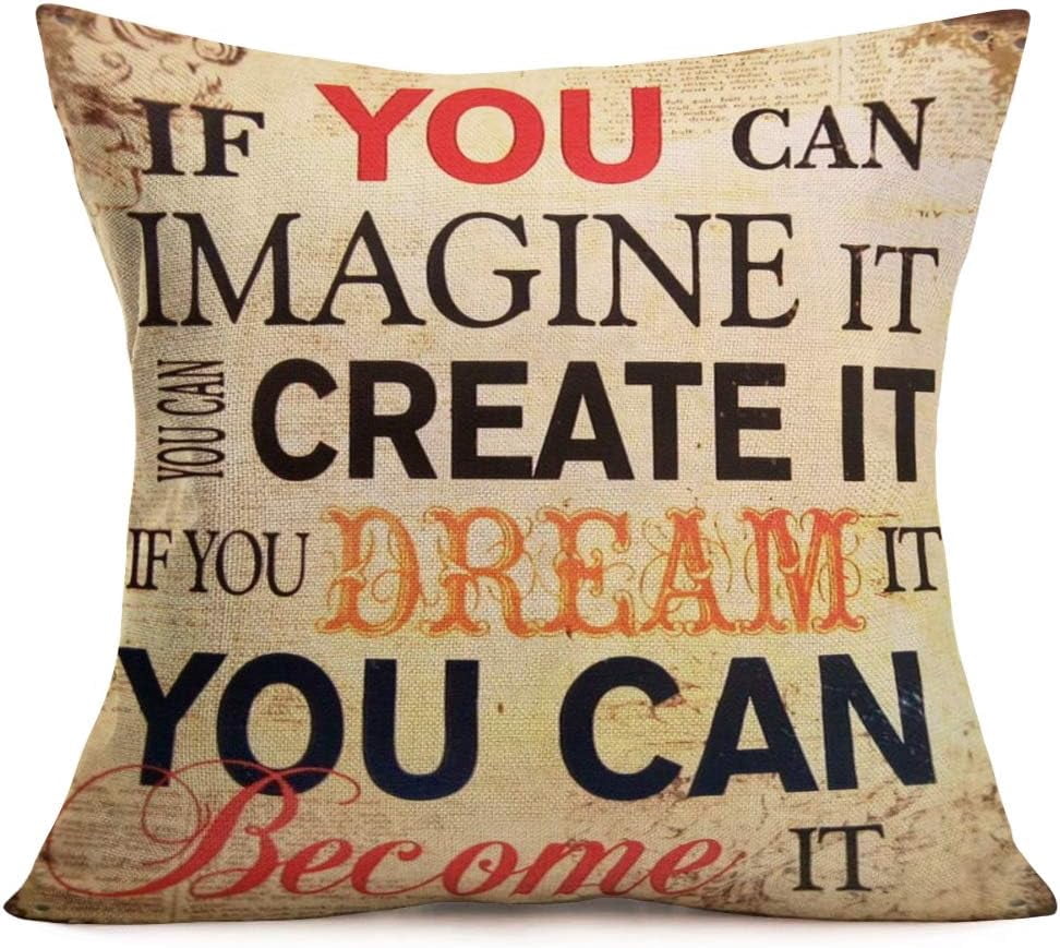 Xihomeli Hello Autumn Pillow Cover - 22x22 Inch Cotton Linen With Fall Leaves & Quote, Farmhouse Decor