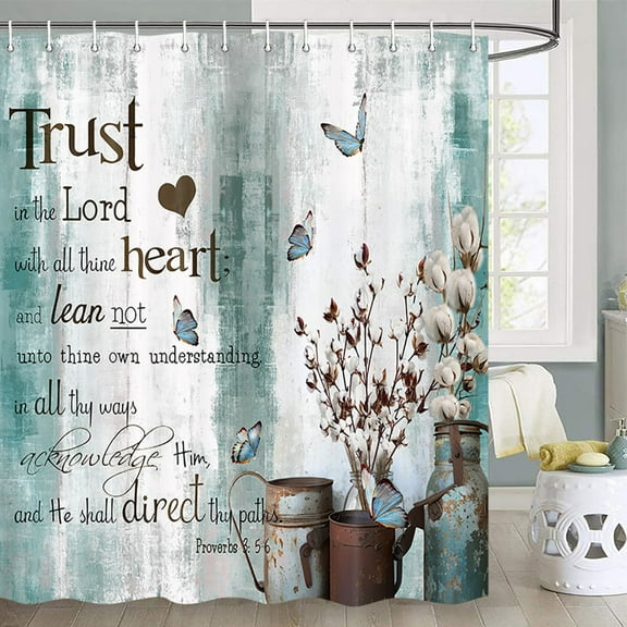 Inspirational Quote Shower Curtain, Bible Verse Inspirational Motivational Shower Curtain Set, Abstract Ink Paint Pink Teal Marble Shower Curtain Abstract Bath Curtain with Hooks 70x70Inch