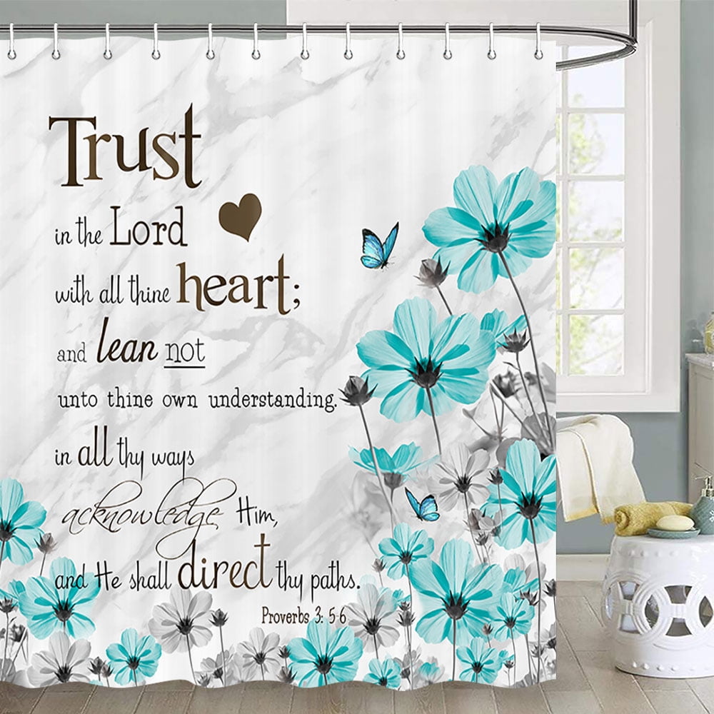 Inspirational Quote Shower Curtain, Bible Verse Inspirational ...