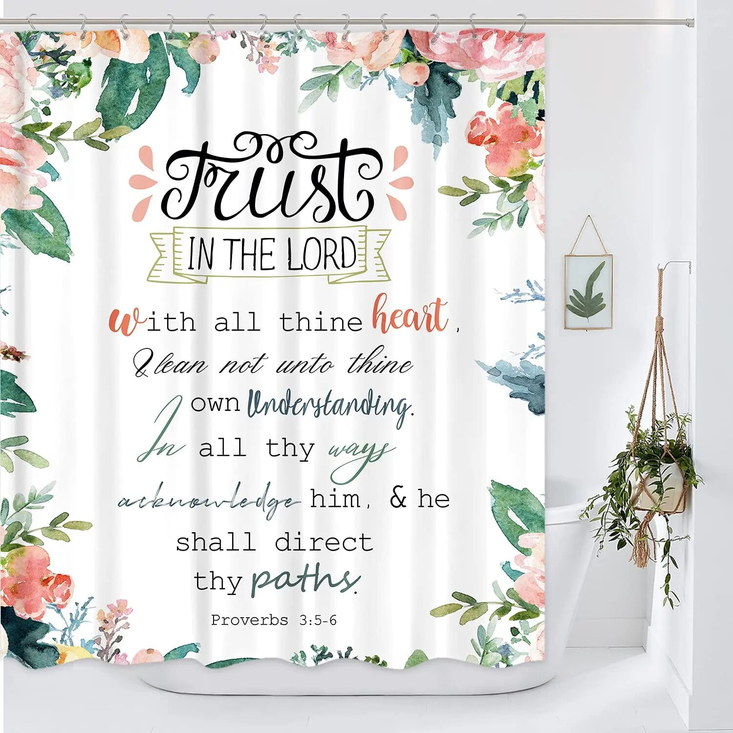 Inspirational Quote Shower Curtain Bible Verse Motivational Quote Bath