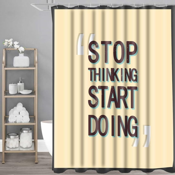 Inspirational Quote Shower Curtain Motivational Message Waterproof, Easy Clean 72x72 Inches with Hooks Positive Durable and Stylish Bathroom Accessory Shower Curtain Set