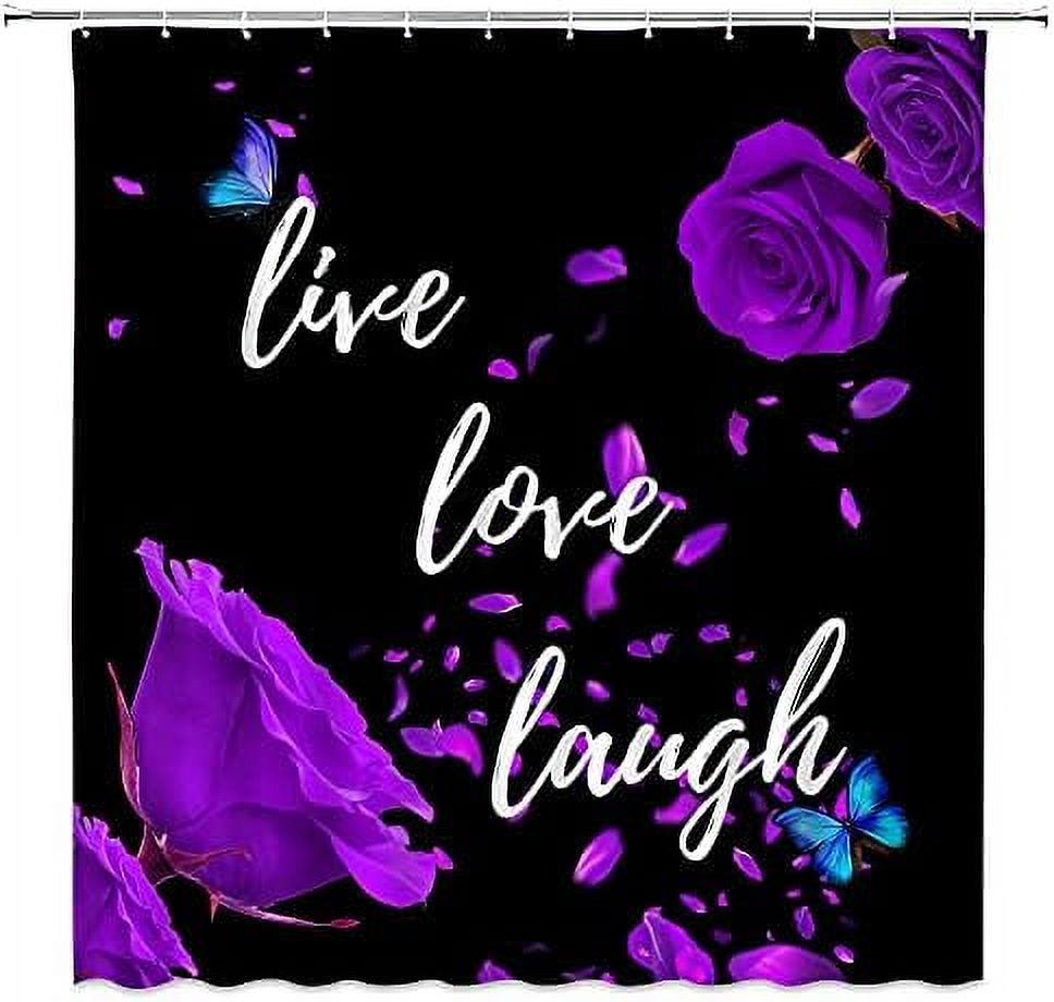 Inspirational Quote Shower Curtain Rustic Wooden Plank Fantasy