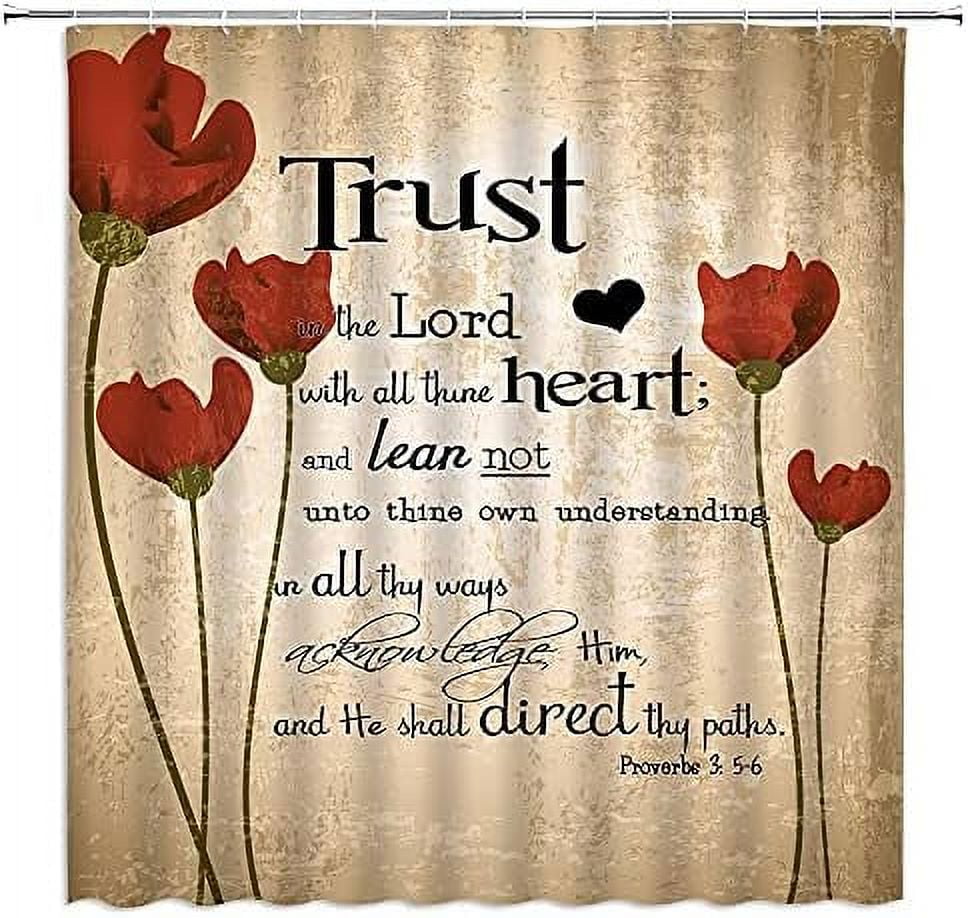 Inspirational Quote Shower Curtain Trust in The Lord with All Thine