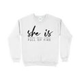 thumbnail image 1 of Inspirational Quote Sweatshirt, She is Strong Brave Fierce Full of Fire, Empowerment Women's Pullover, Feminist Top, Motivational Apparel, 1 of 11