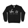 thumbnail image 1 of Inspirational Quote Sweatshirt, She is Strong Brave Fierce Full of Fire, Empowerment Women's Pullover, Feminist Top, Motivational Apparel, 1 of 11