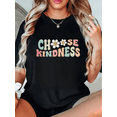 thumbnail image 1 of Inspirational Quote Tee Women’s Choose Kindness Pastel Letter Flower Print Shirt S-4XL, 1 of 6