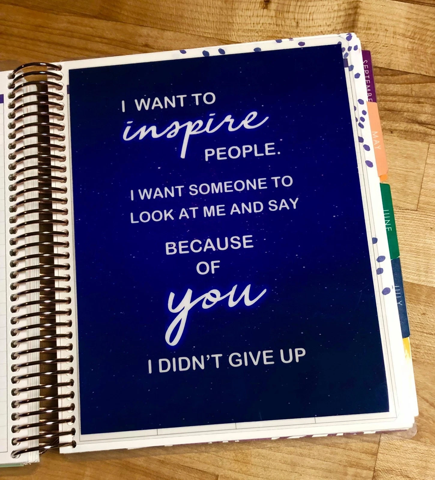 Inspirational Quote Two Sided Dashboard For Use W/ Erin Condren Planner