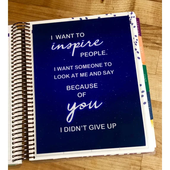 Inspirational Quote Two Sided Dashboard For Use W/ Erin Condren Planner
