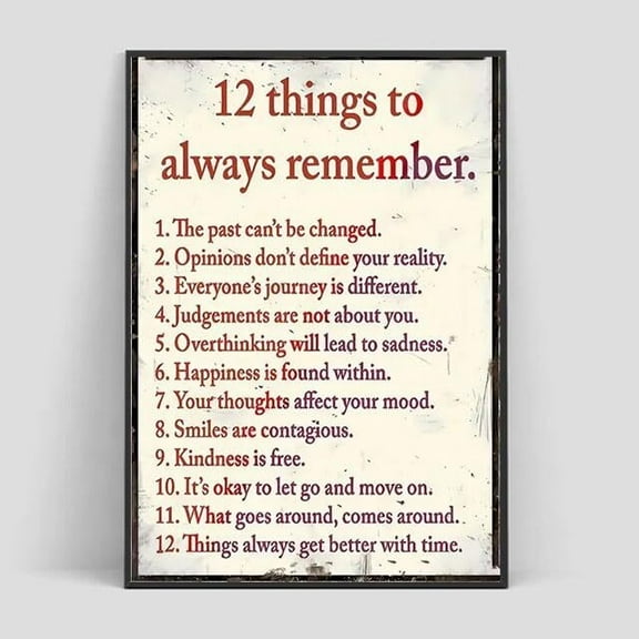 Inspirational Quote Wall Art Print Poster, Frameless Motivational Poster, 12 Things to Always Remember Artwork Poster